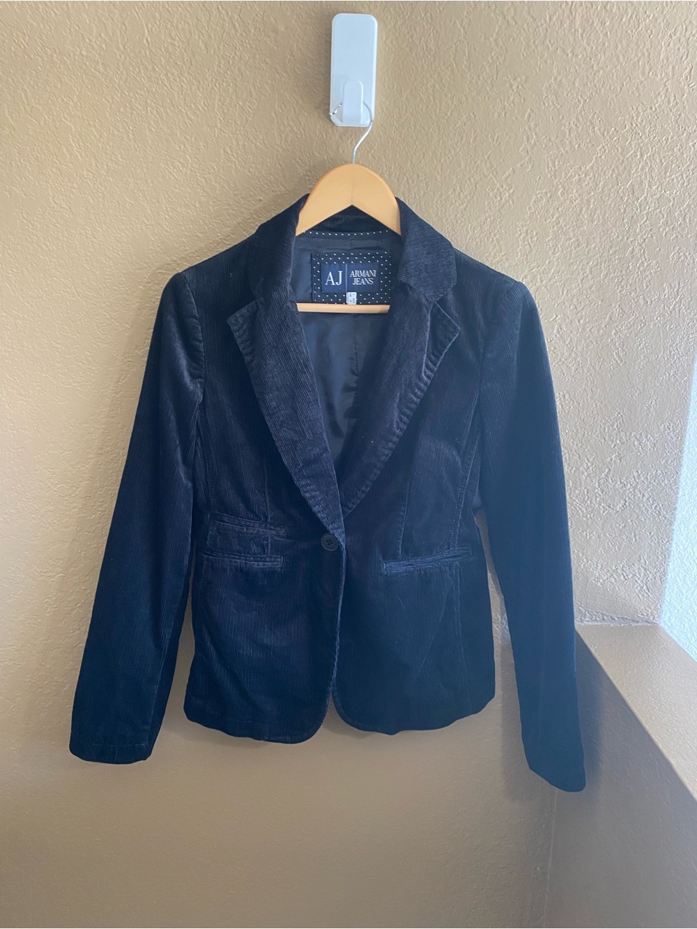 Armani Jeans Navy Corduroy Single-Button Blazer